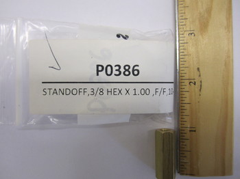 P0386: STANDOFF,3/8 HEX X 1.00 ,F/F,10-32,BRASS