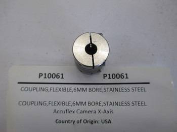 P10061: COUPLING,FLEXIBLE,6MM BORE,STAINLESS STEEL