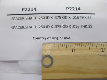 P2214: SPACER,SHAFT,.250 ID X .375 OD X .016 THK,SS