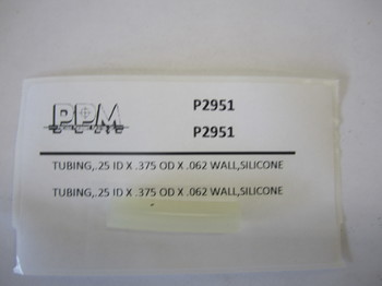 P2951: TUBING,.25 ID X .375 OD X .062 WALL,SILICONE