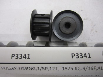P3341: PULLEY,TIMING,1/5P,12T, .1875 ID,.9/16F,AL 