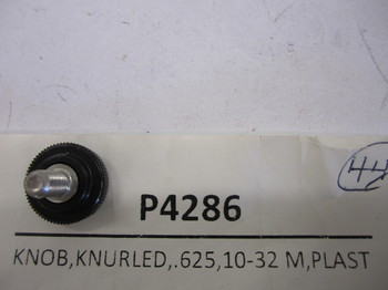 P4286: KNOB,KNURLED,.625,10-32 M,PLASTIC,BLACK 