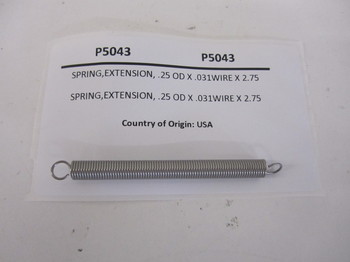 P5043: SPRING,EXTENSION, .25 OD X .031WIRE X 2.75 