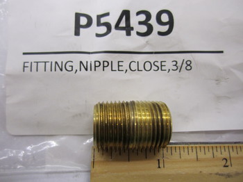 P5439: FITTING, NIPPLE, CLOSE, 3/8 NPT X 1.00, BRASS 