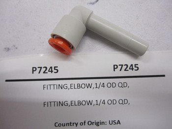P7245: FITTING,ELBOW,1/4 OD QD, 5/16 X .964 PLUG-IN 