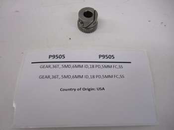 P9505: GEAR,36T,.5MD,6MM ID,18